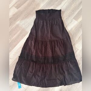 Black Smocked Tube Cover-Up Dress